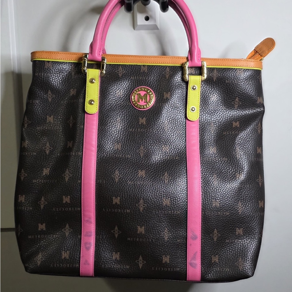 Metrocity Pink and Black Monogram Tote